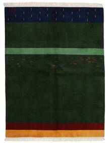 172X226 Χαλι Γκάμπεθ Indo Σύγχρονα Σκούρο Πράσινο/Μπεζ (Μαλλί, Ινδικά) Carpetvista