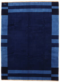 258X346 絨毯 ギャッベ インド モダン ダークブルー/ブルー 大きな (ウール, インド) Carpetvista