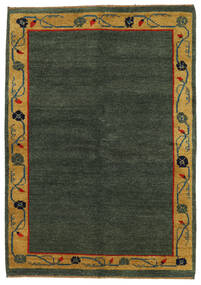  ギャッベ インド 絨毯 143X186 ウール ダークグリーン/グリーン 小 Carpetvista