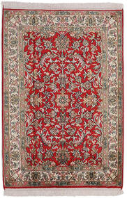 Kashmir Pure Silke Tæppe 63X92 Rød/Beige Silke, Indien Carpetvista