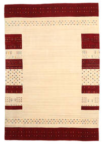 166X241 Loribaf Loom Matta Modern Beige/Mörkröd (Ull, Indien) Carpetvista