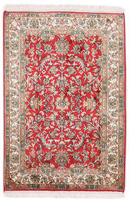 Kashmir Ren Silke Teppe 63X93 Beige/Rød Silke, India Carpetvista