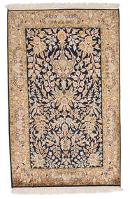  Oriental Kashmir Pure Silk Rug 80X127 Beige/Dark Pink Silk, India Carpetvista