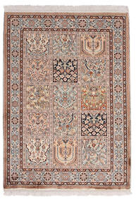 84X117 Kaschmir Reine Seide Teppich Orientalischer Braun/Beige (Seide, Indien) Carpetvista