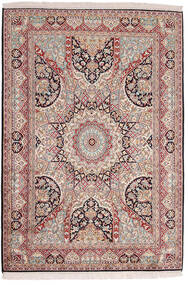 Kashmir Pure Silk Rug 123X184 Brown/Red Silk, India Carpetvista