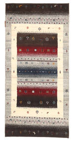 絨毯 ギャッベ Loribaft 68X142 ベージュ/ダークレッド (ウール, インド)