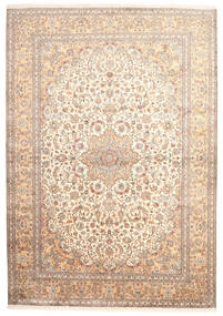  Orientalisk Kashmir Äkta Silke Matta 220X314 Beige/Vit Silke, Indien Carpetvista