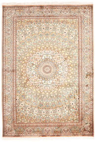 130X187 Kaschmir Reine Seide Teppich Orientalischer Beige/Orange (Seide, Indien) Carpetvista