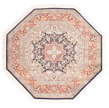 124X129 絨毯 オリエンタル カシミール ピュア シルク 正方形 ベージュ/茶色 (絹, インド) Carpetvista