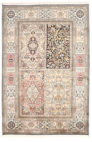 124X185 Kashmir Ren Silke Teppe Orientalsk Beige/Lysegrå (Silke, India) Carpetvista