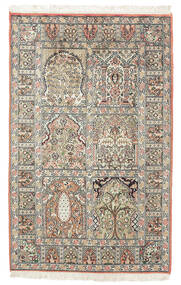  Oriental Kashmir Pure Silk Rug 77X127 Brown/Green Silk, India Carpetvista