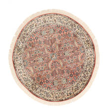  Ø 129 絨毯 オリエンタル カシミール ピュア シルク ラウンド 茶色/ベージュ (絹, インド) Carpetvista