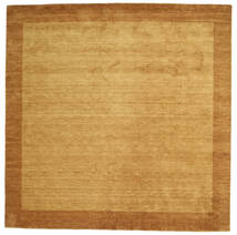 Handloom Frame 300X300 Large Gold Plain (Single Colored) Square Wool Rug