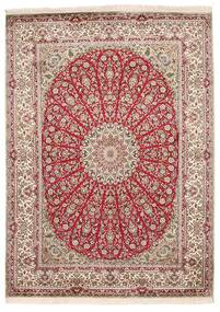 161X222 Kashmir Ren Silke Teppe Orientalsk Beige/Rød (Silke, India) Carpetvista