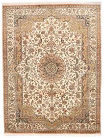  157X208 Kashmir Pure Silk Rug Brown/Beige India Carpetvista
