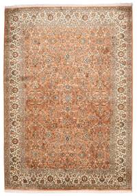 173X244 Kashmir Pure Silk Rug Oriental Beige/Brown (Silk, India) Carpetvista