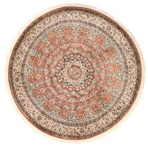  Ø 183 Kashmir Pure Silk Rug Oriental Round Beige/Brown (Silk, India) Carpetvista