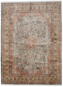 276X376 絨毯 カシミール ピュア シルク オリエンタル 茶色/オレンジ 大きな (絹, インド) Carpetvista