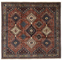 Tapete Yalameh 191X201 Quadrado Preto/Vermelho Escuro (Lã, Pérsia/Irão)