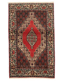 絨毯 ペルシャ センネ 74X122 ブラック/ダークレッド (ウール, ペルシャ/イラン)