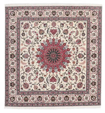 206X210 絨毯 オリエンタル タブリーズ 60 Raj 絹の縦糸 正方形 レッド/ベージュ ( ペルシャ/イラン) Carpetvista