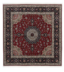 202X209 絨毯 タブリーズ 60 Raj 絹の縦糸 オリエンタル 正方形 ダークレッド/ダークグレー (ペルシャ/イラン) Carpetvista