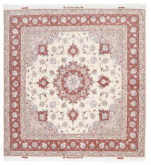  Orientalsk Tabriz 60 Raj Silkerenning Teppe 196X207 Kvadratisk Beige/Rød Ull, Persia/Iran Carpetvista