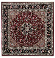 201X205 絨毯 タブリーズ 60 Raj 絹の縦糸 オリエンタル 正方形 ダークレッド/グレー (ウール, ペルシャ/イラン) Carpetvista