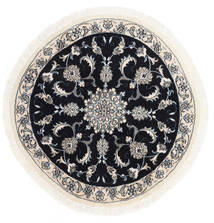  Ø 100 Nain Rug Round Beige/Black Persia/Iran Carpetvista