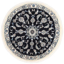  Oriental Nain Rug Ø 100 Round Black/Beige Wool, Persia/Iran Carpetvista