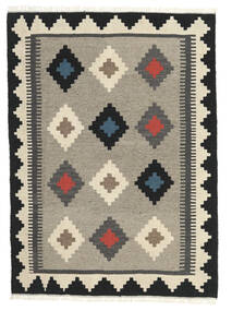  Orientalischer Kelim Teppich 100X137 Dunkelgrau/Beige Wolle, Persien/Iran Carpetvista