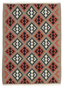  Orientalischer Kelim Teppich 105X146 Dunkelgrau/Orange Wolle, Persien/Iran Carpetvista