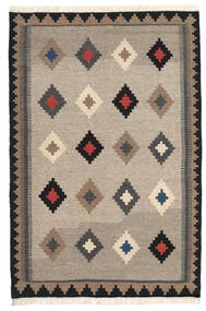  Orientalischer Kelim Teppich 99X153 Dunkelgrau/Orange Wolle, Persien/Iran Carpetvista