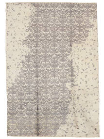  209X305 Abstract Damask Indo Rug Wool/Bamboo Silk, Carpetvista
