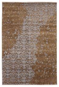 202X302 Damask Indisch Teppich Moderner Braun/Hellgrau (Wolle/Bambus-Seide, Indien) Carpetvista
