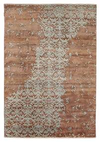 172X245 Tapis Damask Indo Moderne Marron/Gris Clair (Laine/Soie De Bambou,Inde) Carpetvista
