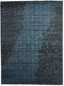  Damask Indo Tapete 300X400 Lã Cinza Escuro/Azul Escuro Grande Carpetvista