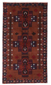 絨毯 バルーチ 111X200 ブラック/ダークレッド (ウール, アフガニスタン)
