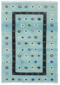 絨毯 キリム Nimbaft 122X173 ターコイズ/ライトターコイズ (ウール, アフガニスタン)