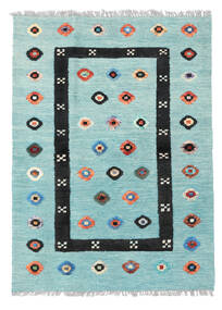 絨毯 キリム Nimbaft 108X146 ターコイズ/ライトターコイズ (ウール, アフガニスタン)