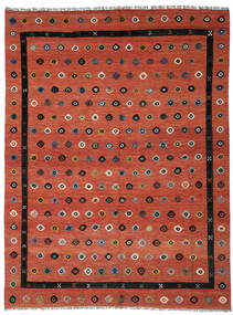 260X346 Tapis Kilim Nimbaft Moderne Rouge Foncé/Noir Grand (Laine, Afghanistan) Carpetvista