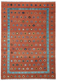 247X350 Kelim Nimbaft Matot Matto Moderni Tummanpunainen/Tumma Petrol (Villa, Afganistan) Carpetvista