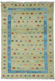 絨毯 キリム Nimbaft 212X302 グリーン/ダークターコイズ (ウール, アフガニスタン)
