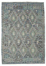Kelim Afghan Old Stil Teppich 127X180 Grau/Grün Wolle, Afghanistan Carpetvista