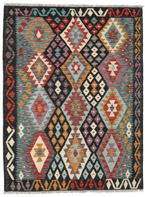  131X173 Kelim Afghan Old Style Matot Matto Tummanharmaa/Harmaa Afganistan Carpetvista
