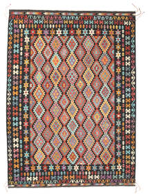  260X356 Kelim Afghan Old Style Matot Matto Tummanharmaa/Punainen Afganistan Carpetvista