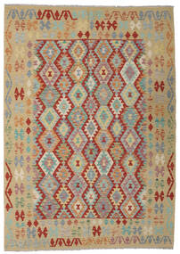  Orientalsk Kelim Afghan Old Style Tæppe 171X243 Beige/Brun Uld, Afghanistan Carpetvista
