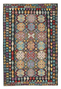 絨毯 オリエンタル キリム アフガン オールド スタイル 202X301 ダークグレー/グレー (ウール, アフガニスタン)