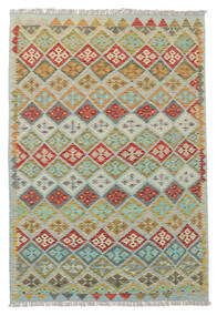 133X185 Tapis D'orient Kilim Afghan Old Style Gris/Jaune (Laine, Afghanistan) Carpetvista