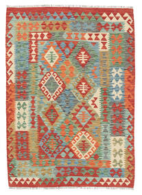  128X177 Kelim Afghan Old Stil Teppich Rot/Grün Afghanistan Carpetvista